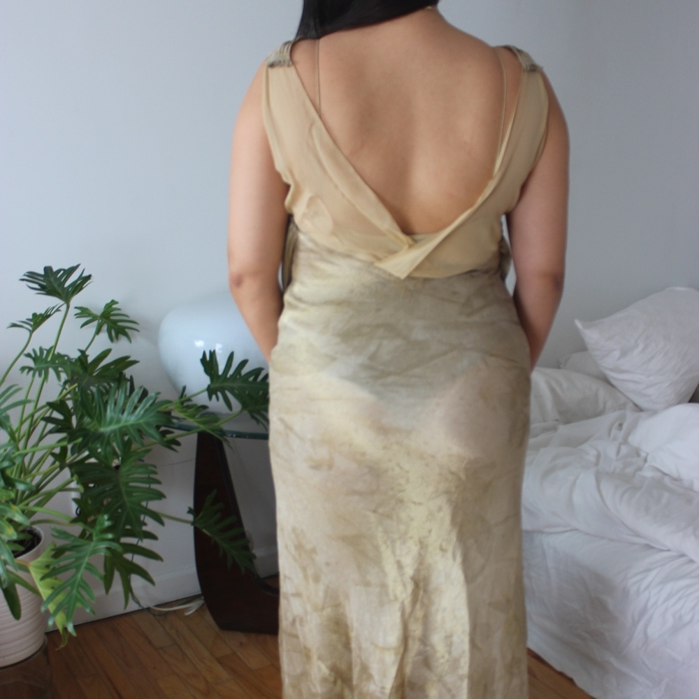 Donna Karan Formal Slit Dress in gold